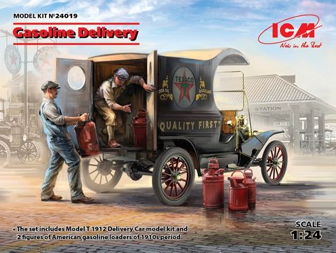 ICM 1:24 Gas Delivery Model T 1912 W/Fig