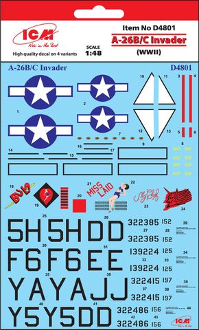ICM 1:48 A-26B/C Invader WWII Decal Set