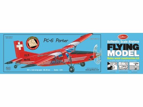 Guillows PC-6 Porter 1:24 Scale Laser Cut Balsa Model Kit, 662mm WS