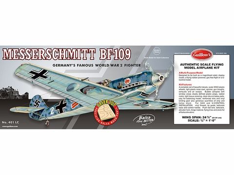 Guillows Messerschmitt Bf-109 1:16 ScaleLaser Cut Model Kit, 619mm WS