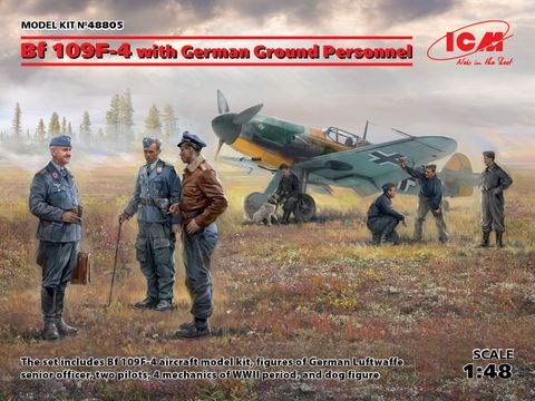 ICM 1:48 Messerscmitt Bf 109F-4 With Ground Personnel