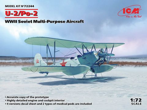 ICM 1:72 U-2/Po-2 Wwii Soviet Multi Purpose Biplane Aircraft