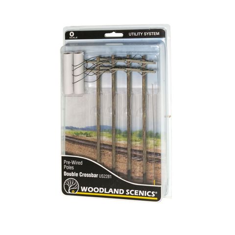 Woodland Scenics O Pre-Wired Poles-Double Crossbar