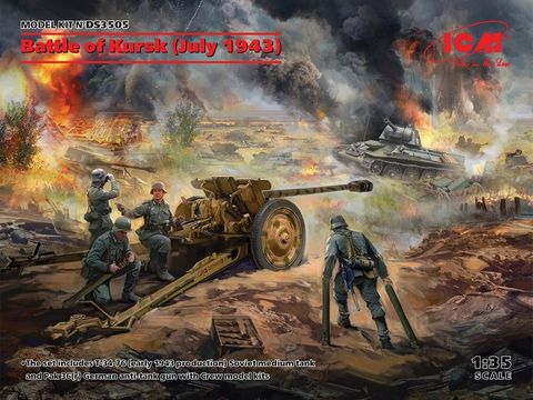 ICM 1:35 Battle of Kursk 1943 with 4 Figures and PAK36 T34-76 Diorama