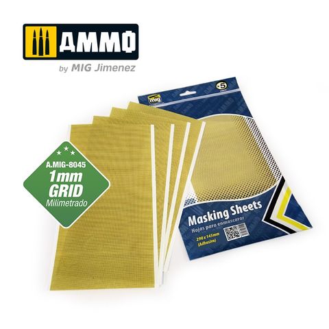 Ammo Masking Sheets 1mm Grid (5) 290x145mm (Adhesive)