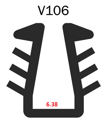 V106 U Channel Glazing Wedge 6mm Glass 100M (Door)