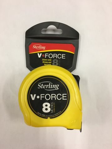 8M V Force Tape Measure 25mm Wide Blade