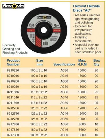 125MMx3.0 FLEXOVIT DC GRINDING DISC