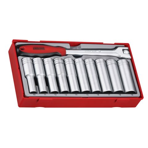 TENG 1/2DR 11PC. DEEP SOCKET SET 10-19mm.TRAY