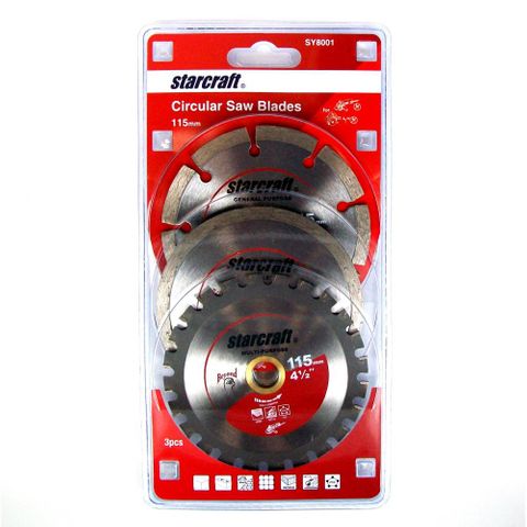 115mm 3PACK VARIOUS PURPOSE CUTTING BLADES''STARCRAFT''