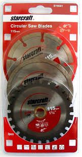 125mm 3PACK VARIOUS PURPOSE CUTTING BLADES''STARCRAFT''