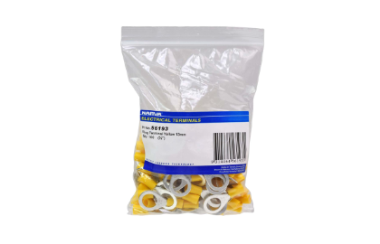 ELEC.TERMINAL RING 13mm YELLOW PKT100