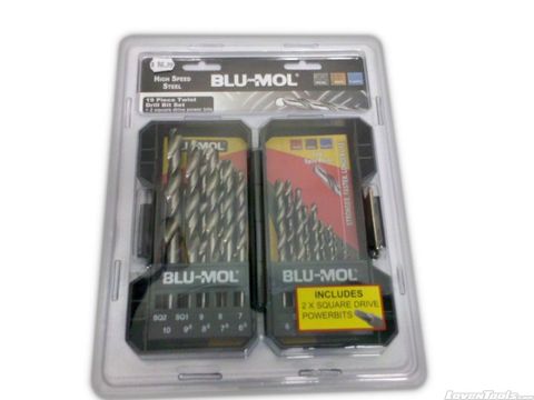 BLU-MOL DRILL SET 19PC. 1-10mm+2SQ DRIVE BITS