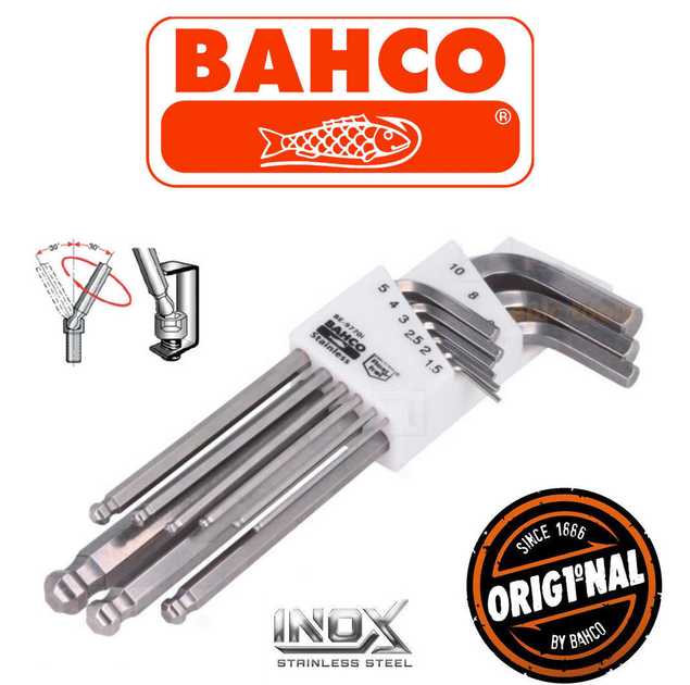 BAHCO HEX KEY 9PC SET 1.510mmINOX BALL END