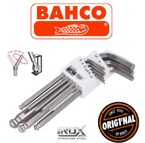 BAHCO HEX KEY 9PC SET 1.5-10mmINOX BALL END