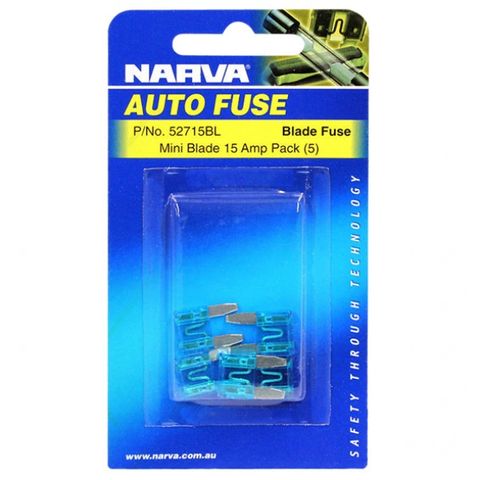 ELECT.MINI BLADE FUSE 15AMP 5PACK