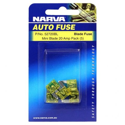 ELECT.MINI BLADE FUSE 20AMP 5PACK