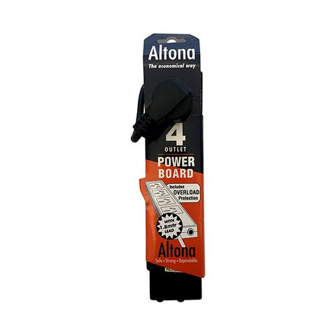 ALTONA POWERBOARD 4 WAY 10A 1.8M LEAD BLACK