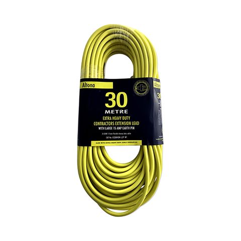 EXTENSION LEAD 30Mtr 15A EARTH NEON YELLOW''ALTONA''