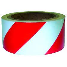 TAPE - RED/WHITE  50mmX50M  REFLECTIVE