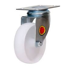 CASTOR SWIVEL 100MM WHITE NYLON WITH BRAKE