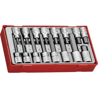 TENG TRAY 1/2DR HEX BIT SOCKET 16PC SET 5-17mm,VARIOUS LEN