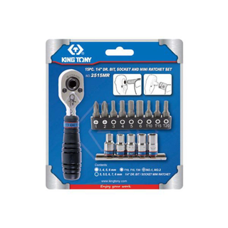 KING TONY 15PC1/4DR BIT & MINI RATCHET SET