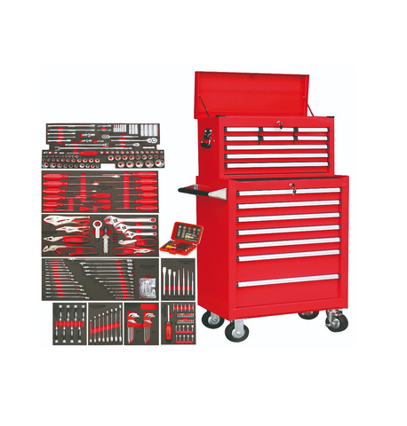 POWERBUILT 294PC CHEST+ROLLER CABINET+TOOLS