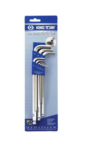 KING TONY 9PCE.LNG. BALL PT HEX KEY SET