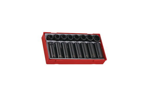 TENG 16PC 1/2IN DR. MM REG/DEEP IMP SKT SET -TC TRAY