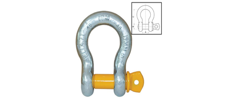 ITM BOW SHACKLE-YELLOW PIN GS SCREW PIN-6.5 TON-22MM BODY