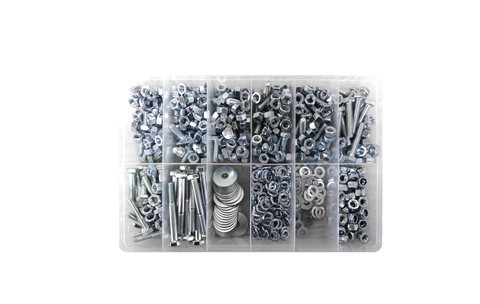 ASSORT.KIT BOLT NUT WASHER M8 ZP 8BOLT SIZES 485PC