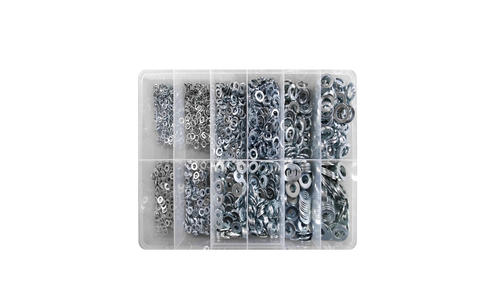 ASSORT.KIT METRIC WASHERS ZP M4 TO M12 SPRING & FLAT