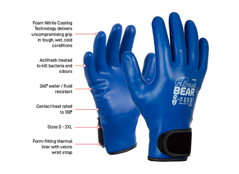 BLUE FULLY COATED POLAR BEAR GLOVE, NITRIILE PALM SIZE 10