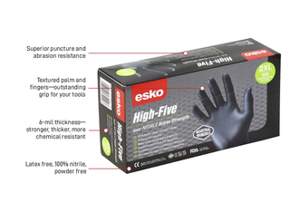 GLOVES,BLACK NITRILE,POWDERFREE,L,''HIGH FIVE''BOX100