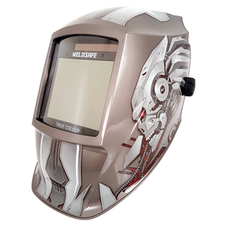 WELDSAFE TITANIUM SILVER ROBOT HELMET