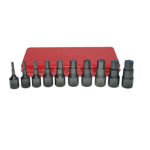 KOKEN HEX BIT SOCKET SET 10PC 1/2"Dr IN CASE 5-19mm