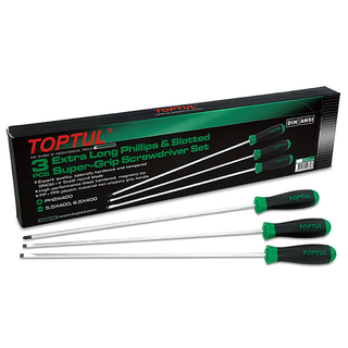 TOPTUL S/DRIVER SET EXTRA LONG 3PCE