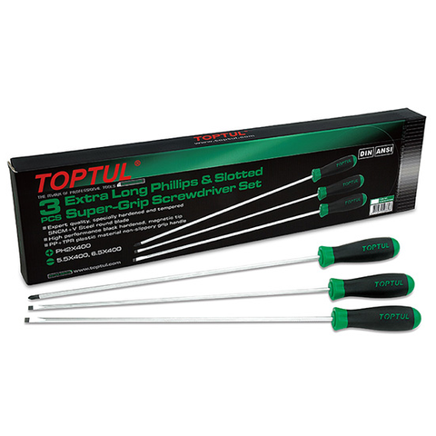 TOPTUL S/DRIVER SET EXTRA LONG 3PCE