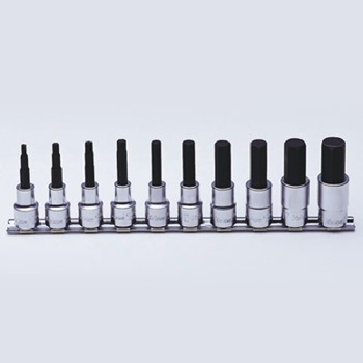 KOKEN 3/8DR IMP HEX BIT SET 8PC1/8-1/2''ON RAIL