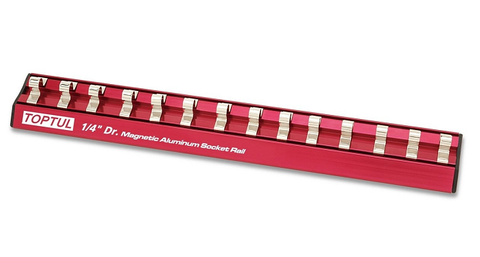 TOPTUL 1/4DR SOCKET RAIL MAGNETIC HOLDS 14 ITEMS