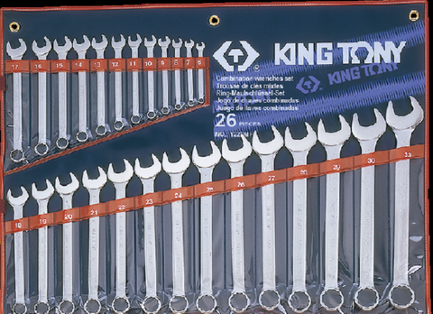 KING TONY R&OE WRENCH 26PC SET 6-32mm CLEARPOUCH