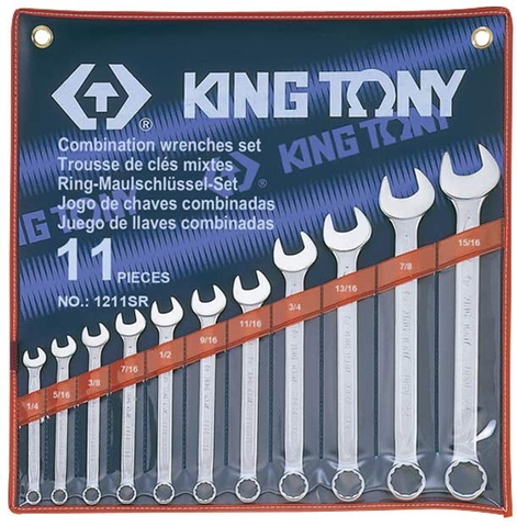 KING TONY 11PCE R/OE  SET 1/4-15/16