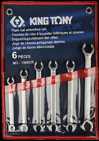 KING TONY FLARE NUT SPANNER SET 6PT 8-22mm