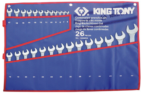 KING TONY R&OE WRENCH 26PC SET 6-32mm BLUEPOUCH