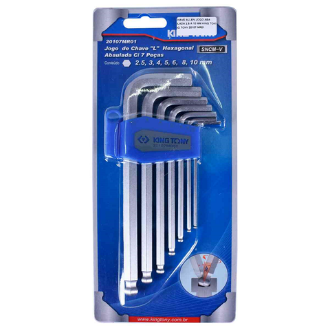 KING TONY 7PC BALL PT HEX KEY SET