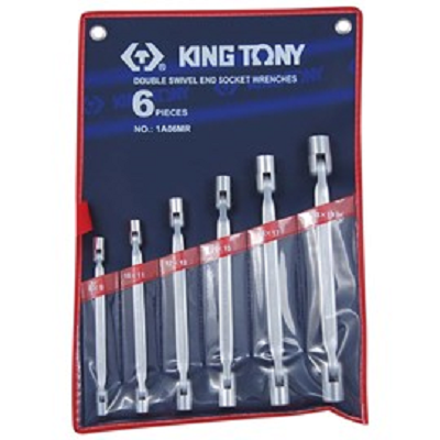 KING TONY DOUBLE SWIVEL SOCKET WRENCH SET 8-19MM 6 PCE