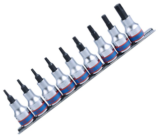 KING TONY 3/8"DR TORX BIT SKTS ON RAIL T10-T50