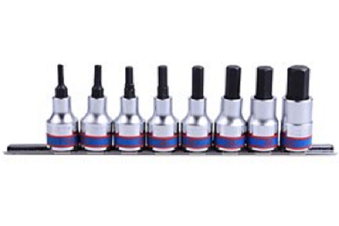 KING TONY 3/8"DR HEX BIT SOCKETS MET. 8SKTS.