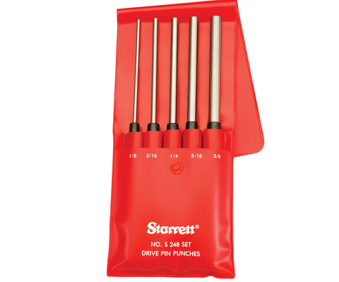 STARRETT PIN PUNCH SET 1/8TO3/8'' LONG